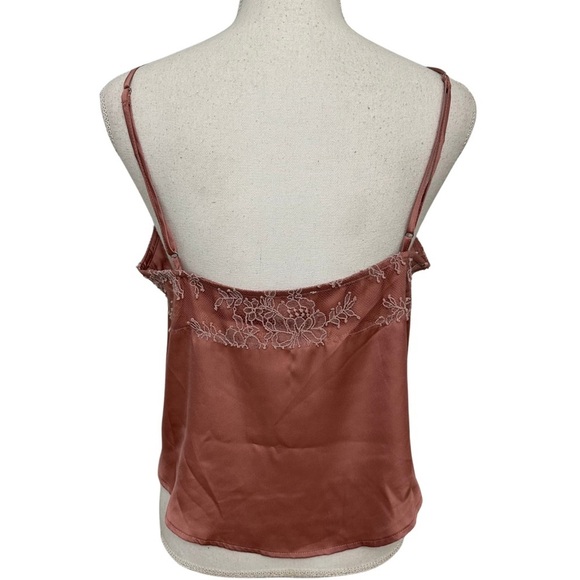 Free People Intimately V-Neck Lace Mesh Detail Satin Camisole Rose SZ Large NWT - Picture 9 of 9